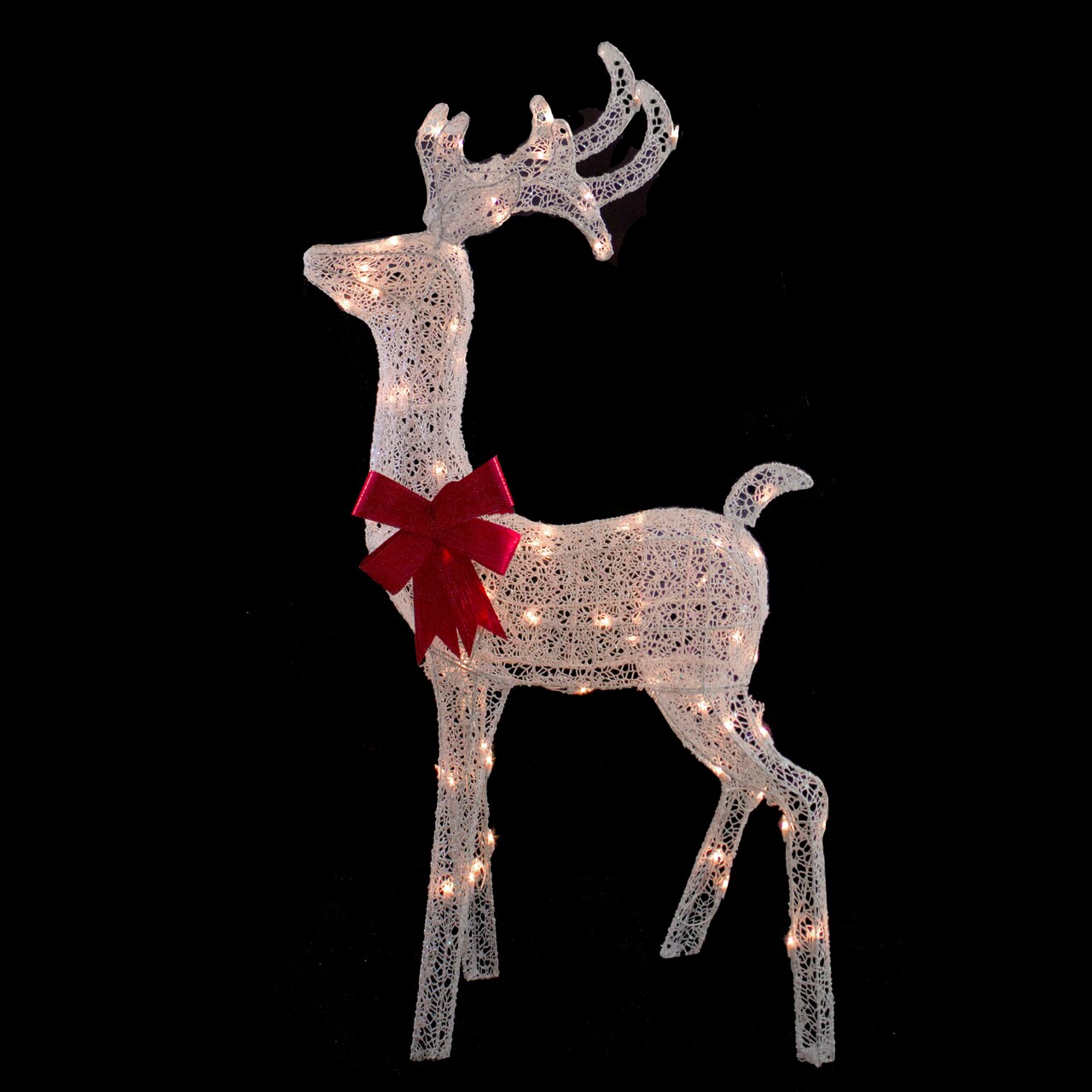 Northlight Lighted White Mesh Standing Buck Outdoor Christmas Decoration - 52" - Clear Lights